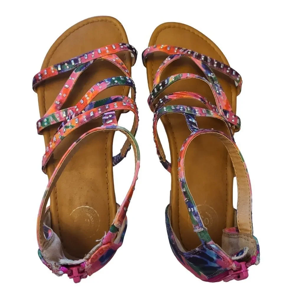 SO Kids Tie-Dye Strappy Sandals With Studs Kids‎ Size 5
